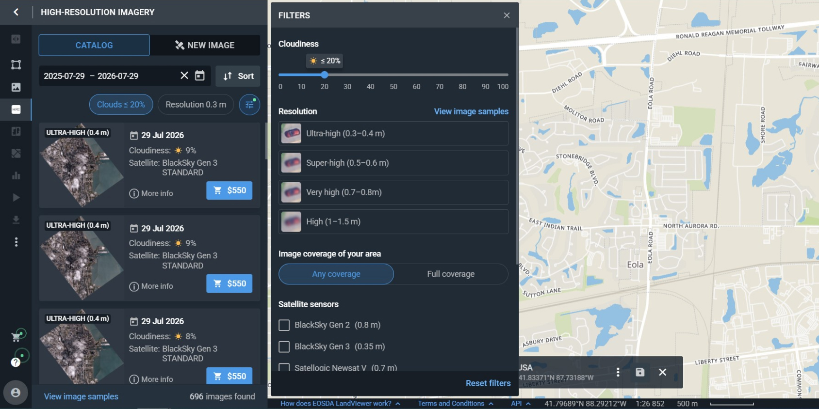 filters for satellite live views of my house