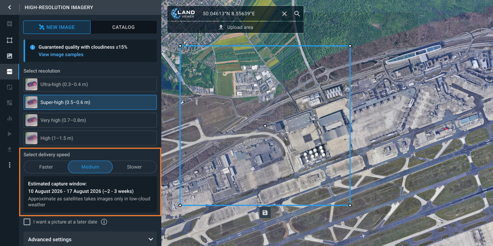 on-demand satellite tasking at slower and rapid revisit rates on the platform