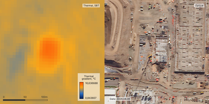 thermal signature of concrete curing at construction site