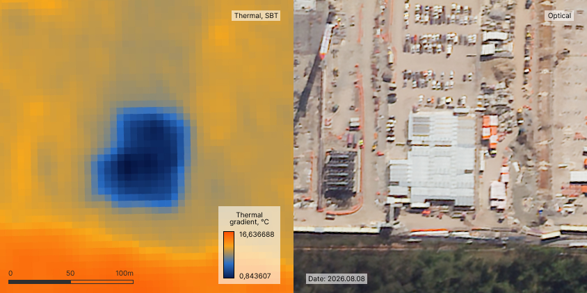 thermal signature of modular construction camp roofs