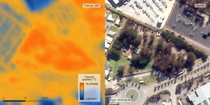 thermal signature of trees and green areas