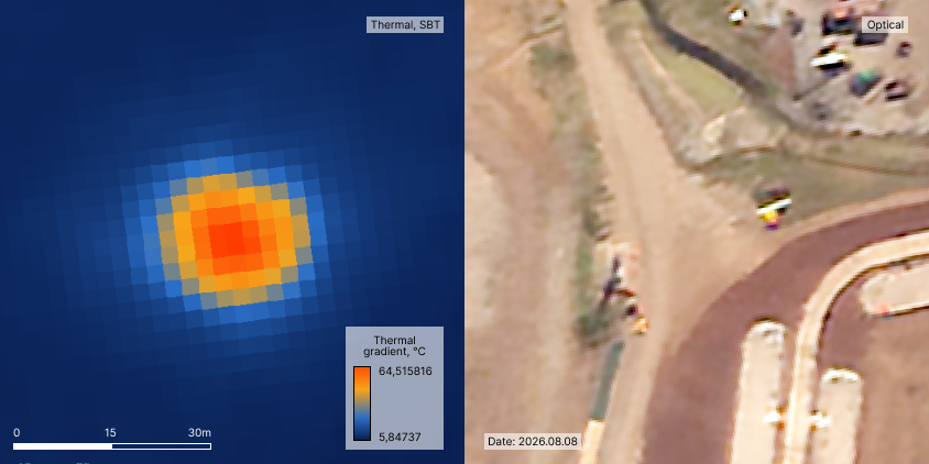 high-temperature thermal signature of gas flare
